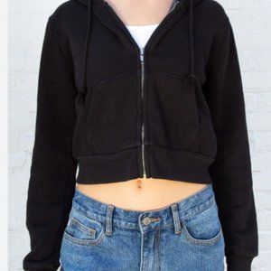 Brandy Melville Crystal Cropped Hoodie in Black